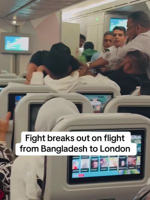 Fists flew as a fight broke out between passengers on a flight from Bangladesh to London on Wednesday. Alim Uddin, who recorded the fight, described it as a “frightening experience.” According to Bangladeshi media, the airline said, "The cabin crew quickly moved forward and intervened to bring the situation under control.” It is unclear what started the fight.