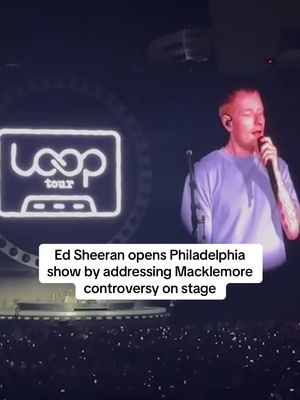 Ed Sheeran started off his first concert of the Loop Tour since Macklemore was dropped from the lineup following his pro-Palestinian remarks by addressing the controversy. “I have tried in my career not to be a political commentator of any kind because I want my music and shows to be about unity, not division, about humanity, not politics,” Sheeran told the crowd at Lincoln Financial Field in Philadelphia. Sheeran spoke directly about Gaza, saying, “this is a humanitarian issue and I cannot hide how I feel about it anymore.”