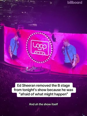 Ed Sheeran removed the B stage from tonight’s Philadelphia show because he was “afraid of what might happen if I stood in the middle.” #edsheeran #looptour #macklemore #concert 