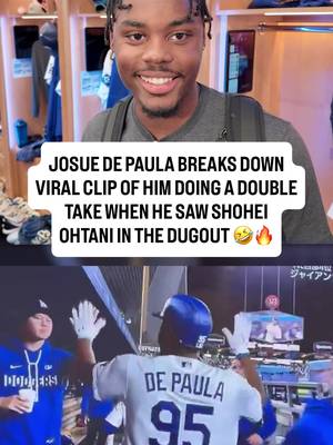 Josue De Paula broke down his viral moment with Shohei Ohtani on Friday where he did a double take when he saw him in the Dodgers dugout with me 😂 “I actually seen him earlier that day but I wasn’t expecting him to be at the game. He caught me by surprise, I was giving everybody a handshake, I gave him a handshake, but then I double take like he’s here.” “I can’t wait until he’s back. To see what he does in the box, you don’t see that every day so I can’t wait.” #dodgers #losangeles #dodgerstadium #shoheiohtani 