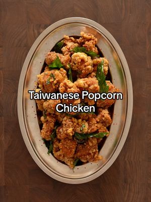Taiwanese Popcorn Chicken 🐓 Ingredients Fried Chicken - 6 chicken thighs, cut into 1-inch pieces - 6 cloves garlic, minced - 2 cups tapioca flour - 1½ tbsp grated ginger - 3 tbsp soy sauce - 2 tsp sesame oil - 2 tsp sugar - 2 tsp five-spice powder - 1 tsp white pepper - 1 tsp salt - Frying oil Sauce - 3 tbsp mayonnaise - 1 tbsp Sriracha - A few drops of sesame oil - ½ tsp five-spice powder - ½ tsp rice vinegar or vinegar Chicken Seasoning  - Chilli flakes - Salt Instructions Fried Chicken - Chop the chicken thighs into 1-inch pieces and add them to a bowl with soy sauce, sesame oil, sugar, five-spice, white pepper, salt, grated ginger, and grated garlic. Mix well and let marinate in the fridge for at least 30 minutes. - Coat the marinated chicken in tapioca flour. - Deep-fry at 350°F for 5–7 minutes, or until golden brown and cooked through. - Season with chilli flakes and salt. Sauce - Combine mayonnaise, sriracha, sesame oil, rice vinegar, and five-spice. Mix well.
