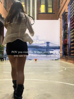 You can put your name down for a 5 min session at the wall, where they have all their rackets available to demo!  I waited about 10-15 min but really depends on how busy they are at the time 🎾  📍 Wilson flagship store NYC #wilsontennis #nyctennis 