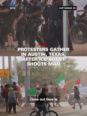 Hours after an Immigration and Customs Enforcement agent shot and wounded a Venezuelan DoorDash driver in Austin, Texas, dozens of protesters gathered at a busy intersection near the site of the incident.
