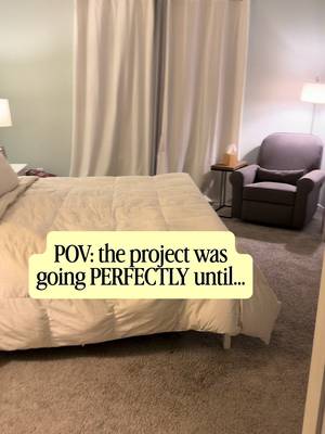 Turns out “almost enough paint” is actually NOT enough paint. 🫪🤣 So close. SO HUMBLING. 😂 #DIYFail #BedroomMakeover #HomeProjects #RealLife #DIYHumor 