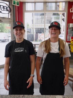 Looks like we’ve got a couple new pizzaioli 👀🍕 Swing by Tony's on the corner of Cunard & Robie, or grab a slice next at our next home game, Sunday, September 27 at 1pm.