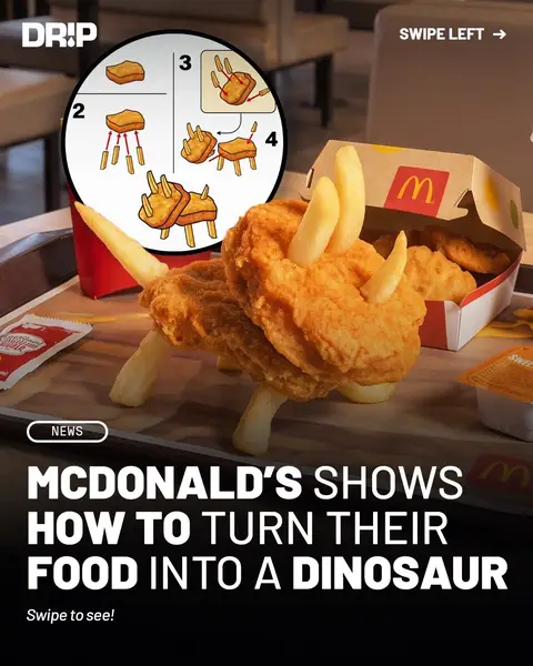McDonald's has dropped a guide on how to turn its McNuggets and fries into a triceratops 🤣 #mcdonalds #fastfood #FoodTok #frenchfries #chickennuggets 