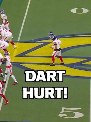 Jaxson Dart has gone to the locker room with a knee injury after this hit in the first quarter. Watch Monday Night Football on ESPN on Disney+ #MNF #Jaxsondart #NYG #Rams #NFL