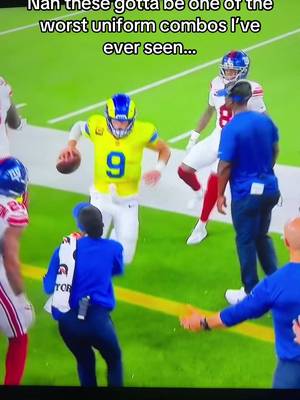 The yellow with the white pants and blue helmet is just not it. #nfl #rams 