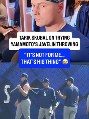 Tarik Skubal talks about giving Yoshinobu Yamamoto’s javelin throwing routine a try: “It’s not for me, it’s for him. I just wanted to see what it was like and yeah, that’s his thing. I’m probably not going to tinker with that too much.” #dodgers #losangeles #dodgerstadium #japan 