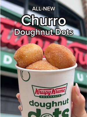 Dip. Pop. Repeat. 🤎 NEW Churro Doughnut Dots have officially arrived but only for a limited time! 8 cinnamon sugar-coated, bite-sized Doughnut Dots served with a rich dulce de leche dipping sauce 🤤 This snack might be sharable... but we don't judge 🤭 Send this to your snack-obsessed bestie and make this week's snack run happen! 🍩 #krispykreme #dots #churro #dulcedeleche #donut  
