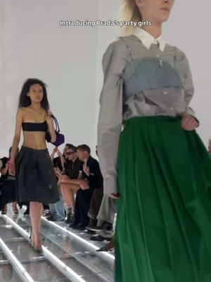 Creative directors Miuccia Prada and RAF Simons just debuted a very fun and festive collection for the party girl for @Prada SS27 show. Video: Hypebae #mfw #fashionweek #prada #miucciaprada 