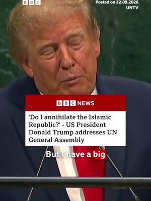 US President Donald Trump addresses the United Nations General Assembly in New York. #DonaldTrump #UNGA #NewYork #Iran #USNews #BBCNews