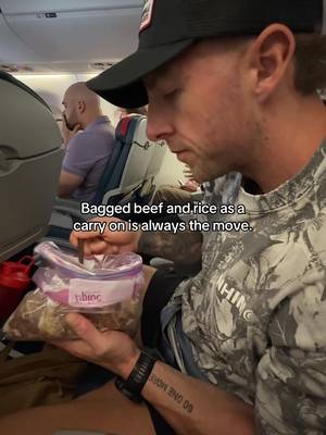 8 oz 93/7 ground beef and 300 grams jasmine rice. #beef #protein #travel #mealprep 