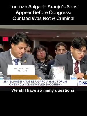 Lorenzo Salgado Jr. and Ronaldo Salgado testified at a forum sponsored by House and Senate Democrats examining five deadly shootings involving ICE and other federal immigration agents. They also heard from Renee Good's mother and brother and witnesses from the fatal shooting of Alex Pretti. No Republicans attended. Their testimony came just a day after another ICE shooting in Texas: Wilber Rafael Garces Perez, 28, was shot and injured Sunday in North Austin.