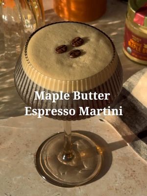 Can we all agree fall is the best season? 🍂☕️🍁 Maple Butter Espresso Martini Double espresso  1 tbsp Trader Joe’s Maple Butter 1 tsp vanilla bean paste  1.5 oz Tequila Reposado or Vodka  1 oz coffee liqueur (I used Mr. Black) Coffee beans for garnish  Mix maple butter, vanilla paste, and espresso until maple butter melts.  Combine espresso, tequila, and coffee liqueur in a cocktail shaker and fill with ice. Shake until cold. Strain into a martini glass and garnish with coffee beans.  #espressomartini #maple #maplebutter #tequilaespressomartini 