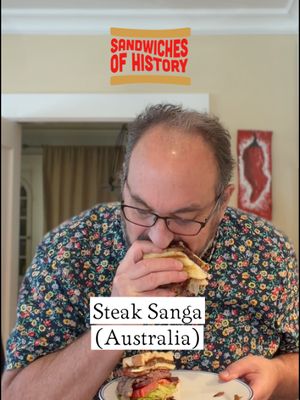 Steak Sanga (Australia) on Sandwiches of History Oh, it’s International Sandwich Sunday and we are headed to Australia. And almost certain a flood of “nice try but that ain’t it, mate” comments are about come pouring in. In researching how to make this sandwich practically every recipe site says that it’s a pub classic but none offered up what seemed like a simple sandwich recipe. So, here’s hoping this one is correct. Either way, at least I got a tasty sandwich out of it. #fyp #sandwichesofhistory #ourhistory