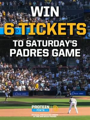 ⚾️ SAN DIEGO PADRES FAMILY & FRIENDS TICKET GIVEAWAY ⚾️ FOUR lucky winners will score SIX TICKETS EACH to the SOLD OUT San Diego @padres game on Saturday, September 26! 🎉🍦🔥 🏆 HOW TO ENTER: ❤️ Like this video ✅ Follow @‌proteinpints on TikTok 🏷️ Tag your game day crew in the comments: more tags = more entries! 🎁 HERE'S WHAT YOU COULD WIN: 🎟️ 6 tickets to the Padres game on 9/26 🚗 1 parking pass 🍦 10 free Protein Pints delivered to your door We are proud to be the Official Protein Ice Cream of The San Diego Padres. Get ready to scoop, cheer, and root for the Padres! ⚾️🙌 📋 LEGAL DISCLAIMER GIVEAWAY closes September 24, 2026 at 11:59 PM ET. Four (4) winners will be selected at random and notified via DM from @‌proteinpints on September 25, 2026. Winners must respond by 5:00 PM ET on September 25, 2026. Prize includes game tickets and parking pass ONLY. No transportation, travel, or lodging provided. Tickets are valid for the 9/26/26 game only. If the game is canceled or postponed, no substitute prize will be awarded. Open to legal residents of the 48 contiguous United States and D.C., 18+. No purchase necessary. Multiple entries permitted. Winners cannot be affiliated with Protein Pints. Not sponsored, endorsed, or administered by TikTok, the San Diego Padres, or MLB. We will never ask for credit card information. #Giveaway #Padres #GameDay #FreeTickets
