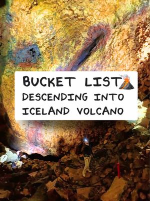 One of the only places in the world you can do this 🌋🇮🇸  Deep inside the volcano Þríhnúkagígur is a bucket list experience where you can descend hundreds of feet to the only accessible lava chamber on Earth. And the whole adventure got better… thanks to @ChatGPT ! #ChatGPT_Partner #travel #bucketlist #iceland