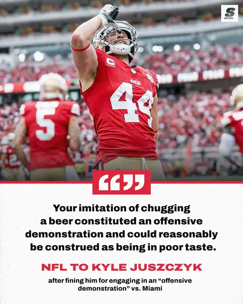 Kyle Juszczyk has been fined $14,926 by the NFL for his chugging celebration 👀 #kylejuszczyk #nfl #beer #49ers 
