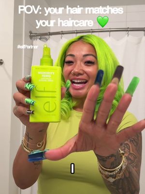 I fear they made this packaging specifically for me 💚 My hair 🤝 my e.l.f. Hair routine. Long live bold color 🌈 @e.l.f. Hair #elfpartner #elfhair