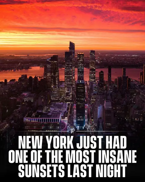 New York City was treated to an incredible sunset on Friday night, with the sky exploding into deep shades of red, orange and pink across the skyline. The dramatic display came as a powerful nor’easter approached the region. Similar vivid skies were photographed across the Northeast, with pink and purple hues also reported in Connecticut ahead of the storm.  The calm-before-the-storm moment quickly caught attention online, with New Yorkers sharing photos from rooftops, streets and across the city as the entire sky appeared to glow.  📸: 1/4/5/6: @dantvusa #Pubity 