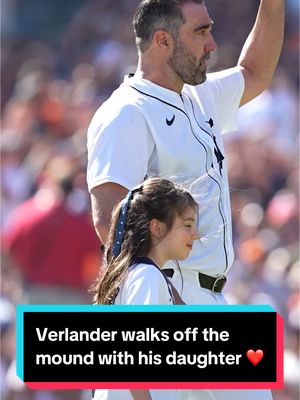 Justin Verlander says goodbye to his teammates, and then holds his daughter’s hand as he leaves the mound ❤️ #MLB #baseball #tigers @Detroit Tigers 