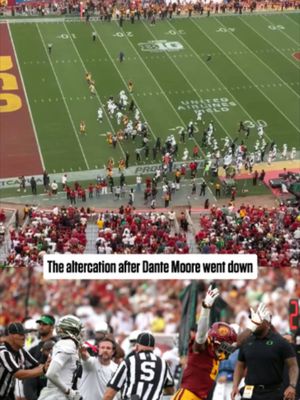 USC's Desman Stephens II was ejected for targeting for this hit on Dante Moore. (Via AaronJFentress on X) #usctrojans #oregonducks #cfb #cfbtiktok
