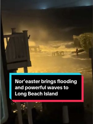 Large waves battered coastal homes in Long Beach Island, New Jersey on Friday as a powerful nor’easter swept across the East Coast. Both New York Gov. Kathy Hochul and New Jersey Gov. Mikie Sherrill issued states of emergency for certain regions, especially along the coasts. #noreaster #weather #flooding #longbeachisland #newjersey 