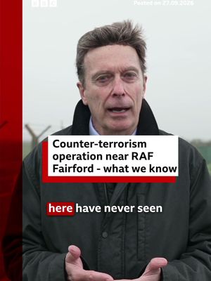 Five men have been arrested and remain in custody, as counter-terror police lead an investigation at a major incident near RAF Fairford in Gloucestershire, UK. Police said they received a call at about 00:45 BST relating to "three suspicious vehicles" travelling towards the base - which US Air Force have used to launch attacks on Iran since March. #Fairford #RAFFairford #Emergency #BreakingNews #BBCNews