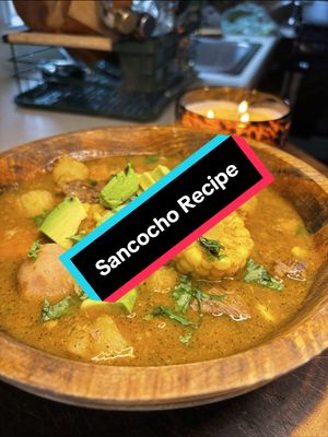 Sancocho Recipe 🇵🇷 Beef Stew Marinade: * 2lbs beef stew with bones * 2lbs beef stew boneless * 1lbs smoked pork  * 2-3 tbsp achiote oil or oil of your choice w/ 2 packets sazon  * 2 tbsp garlic powder * 2 tbsp oregano powder * 1 tsp cumin powder * 1 tsp onion powder * 2 tbsp adobo  * Sofrito  * Start with 10c of water * 1 bay leaf * 1 tbsp apple vinegar Caribbean Roots: * 3lbs unripe green bananas  * 2 plantains * 3 corn thinly sliced * 3 purple yautia/Malaga  * 3 white yautia/Malaga  * 1lbs frozen yuca or fresh  * Calabaza/green pumpkin  * 10c additional of water  * Reserve half the calabaza to thicken the soup and bite-size calabaza for the stew * Grate unripe banana with 1 tsp adobo  #sancocho #puertoricanfood #latinacreator 