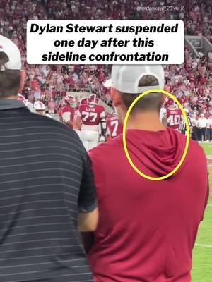 South Carolina’s star edge rusher Dylan Stewart has been suspended indefinitely, one day after this sideline confrontation, per head coach Shane Beamer.