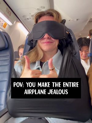 Everyone on my flight kept asking about this 😂✈️ The travel pillow, eye mask, and cozy arm sling made it so much easier to get comfortable and nap on the plane. Find it through the link in my bio!  #TravelTikTok #TravelEssentials #FlightComfort #TravelHacks #longflighttips 