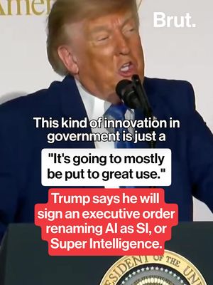 "This is not artificial... It's superior intelligence." Trump said Tuesday that he plans to sign an executive order to officially change the name of artificial intelligence to "Super Intelligence" (SI) in the United States. The announcement comes as Trump continues to dismiss warnings from executives and government leaders about the dangers of AI development. The president stated that he will "never stifle" the progression of technology in the U.S. Trump also used the announcement as an opportunity to criticize media, deciding that he would now change his commonly used term "fake news" to "artificial news." The president stated that he wants to "win" the race of technological development against China, stating that "whoever wins super intelligence wins." #SuperIntelligence #ExecutiveOrder #ArtificialIntelligence #Trump