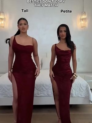 One dress, two heights, and twice the glam ❤️✨ #fashionnova #novababe #tallstyle #petitestyle #glamstyle 