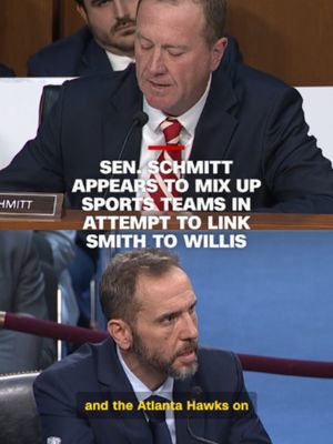 During his questioning of Jack Smith, Republican Sen. Eric Schmitt accused Smith of attending a basketball game in Atlanta in February 2024 in an attempt to link him to Fani Willis, the district attorney for Fulton County. Willis brought charges against President Donald Trump and several allies in the Georgia election-interference case before being disqualified over her relationship with the lead prosecutor she hired.