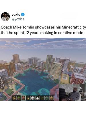 Coach Tomlin spent 12 YEARS creating this Minecraft city 🤯🙌 @B/R Gaming (coachtomlin/YT) #Minecraft #gaming #videogames #miketomlin #minecraftbuilding 