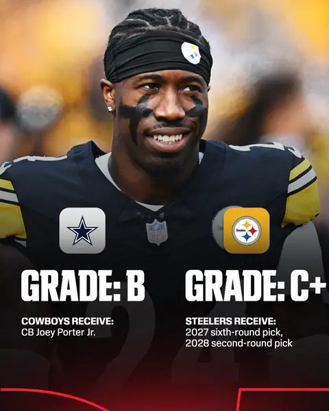 Drop your take on the #Cowboys trading for Joey Porter Jr. ⬇️ Check out the full trade grade report from Ben Solak and Seth Walker on espn.com 🔗 #nfl #trade 