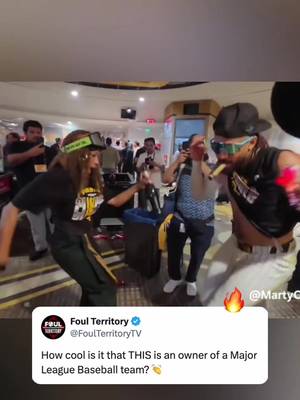 Padres owner Kwanza Jones dancing with Tatís Jr. after NL Wild Card win 😅🙌 (via MartyCaswell/X, h/t FoulTerritoryTV/X) #MLB #baseball #padres #fernandotatisjr #sports 