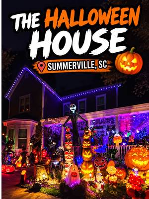 Whoever lives here has been waiting ALL YEAR for this 😂🎃💀 Summerville does Halloween different. Would you walk through this at night? 👀 #SummervilleSC #Summerville #HalloweenTok #HalloweenDecor #SpookySeason 
