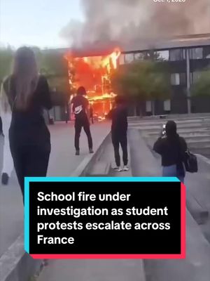 Student protests over overcrowded classrooms, teacher shortages and poor school conditions are escalating across France, with nearly 400 schools affected. In Nantes, a high school was set on fire amid the unrest, though authorities have not publicly said how the fire started. Local officials said “violent individuals” joined the student protesters and carried out acts of vandalism. The school’s principal confirmed the fire was deliberate but said its origin remains unclear. CBS News' Leigh Kiniry reports. #france #school #protest #student #students 