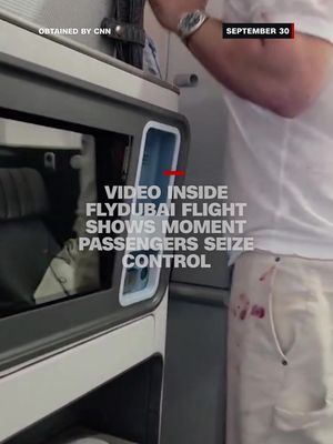 Video obtained by CNN shows the dramatic moments passengers seized control of the Flydubai flight during an apparent attempt to crash the plane.
