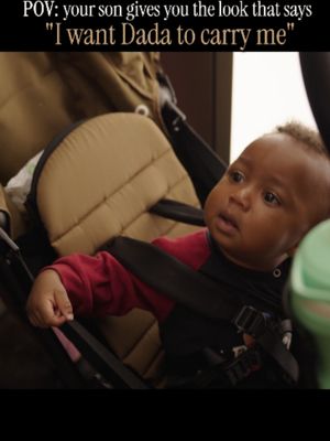 One look and the stroller's empty 🍼 "You want Dada to carry you?" He didn't have to say a word. That look straight up at his dad answered the question. Some days the stroller gets used. Most days, Dada does. Send this to the dad who always carries them. #dadlife #fatherandson #babyboy #fatherhood