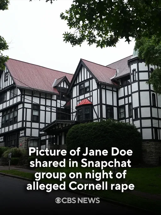 Chi Phi fraternity members shared a photo of Jane Doe on Snapchat on the night of an alleged gang-rape at Cornell University, according to social media images obtained by CBS News. The photo was shared in a chat with dozens of fraternity brothers in October 2024.
