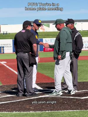 You ever wanted to be at a home plate meeting before a baseball game?  Well … come step up to the plate.  #baseball #michigan #D1 #game #traversecity 