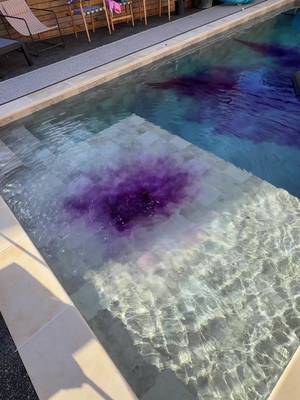 Checking out the flow on my pool with some water dye #thep00lguy #hollayaboy 
