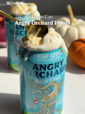 If apple pie was a cocktail. 🥧 Link for the soft edge can opener is in our bio. @cocktails may earn commission through links in our socials. -3/4 can of Crisp Apple Angry Orchard -.5 oz. butterscotch schnapps -.5 oz. vanilla vodka -vanilla ice cream -caramel to top #apple #angryorchard #cider #icecreamfloat #opencandrinks 