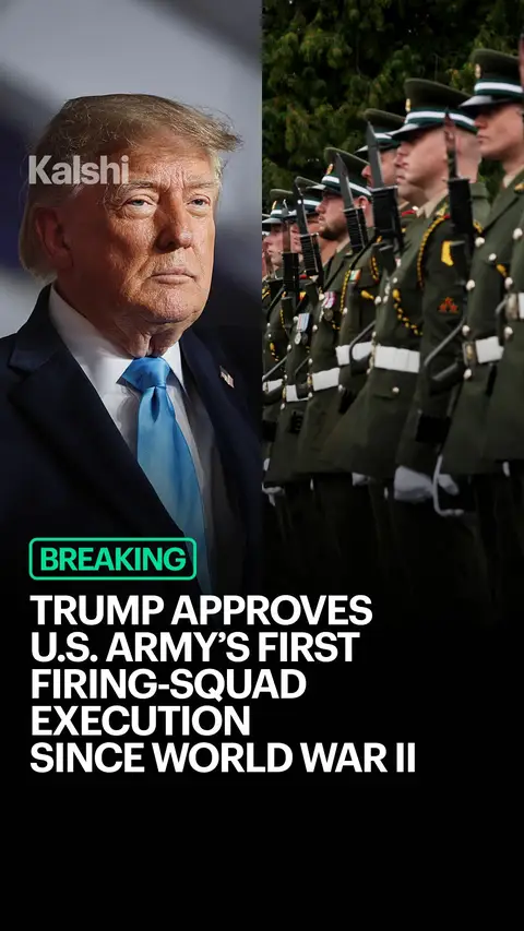 Trump approves the U.S. Army’s first firing-squad execution since World War II. Nidal Hasan was sentenced to death for the 2009 Fort Hood shooting that killed 13 people and wounded 32. Traders give Trump a 17% chance of invoking the Insurrection Act before 2027.