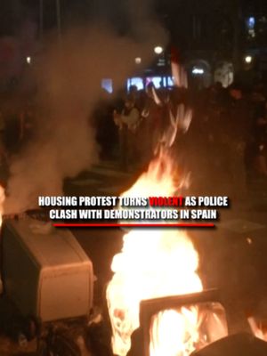 WATCH: Clashes erupted in central Barcelona after a mass protest over Spain's housing crisis spilled into confrontation with police. Officers blocked demonstrators from advancing toward the Barcelona Stock Exchange after the march officially ended, and tensions quickly escalated. Some protesters threw objects at police, who responded with force as confrontations spread through the city center. The clashes continued for several hours as security forces maintained a heavy presence in the area.