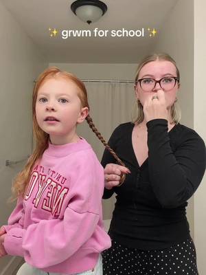 her hair is so cute for school today 🥹she’s growing up too fast ugh she’s ready for another sibling #MomsofTikTok #pregnancy #momlife #grwm #hair 