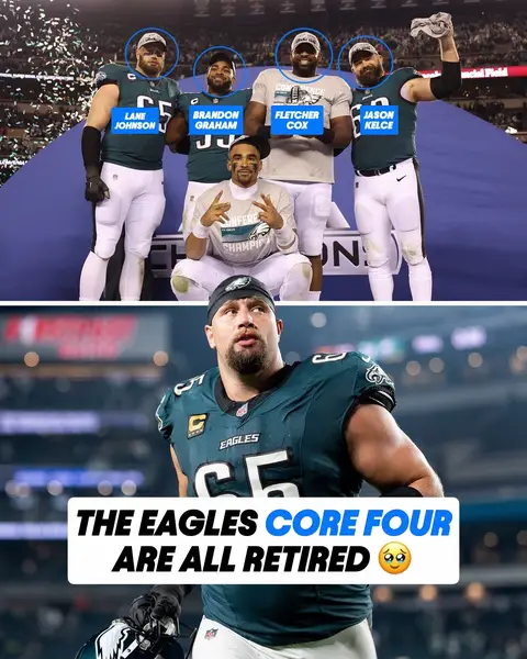 Lane Johnson joins his fellow Eagles greats in retirement 🥹 #lanejohnson #philadelphiaeagles #jasonkelce #nfl 